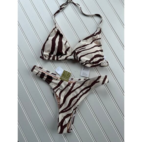 NWT Cupshe Leopard O-Ring One Piece & Triangle Bikini Swimsuit Bundle Size S - Picture 6 of 9